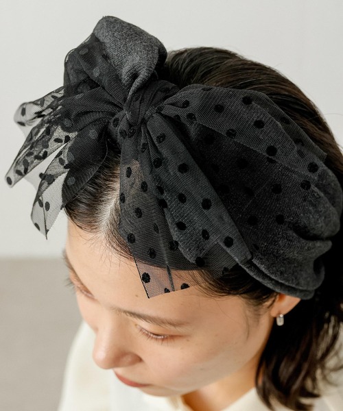 emesuelee ヘアバンド ドットチュール×リブ : ZOZOTOWN Yahoo!店