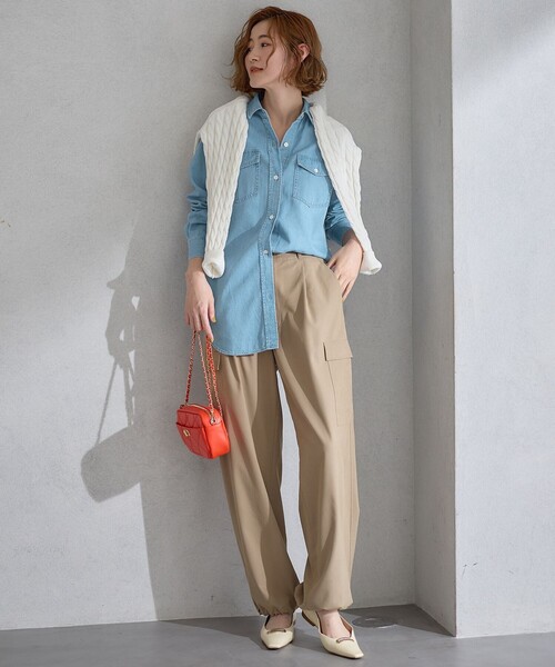 ◆24SS 極美品 タグ付 23区 洗える シルキーストレッチパラシュートパンツ ◇24SS 極美品 タグ付 23区 洗える シルキーストレッチ