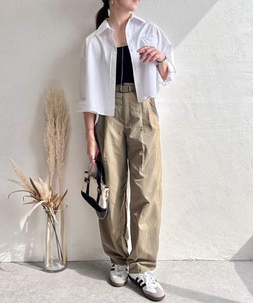 evernavy ブラウス シャツ ショートシャツジャケット レディース