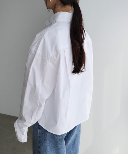 美品　【M_】エムアンダーバー　ギャザーショート丈ブラウス　ジャケット　半袖 M_（エムアンダーバー）の「【M_】GATHER DETAIL SHORT ブラウス