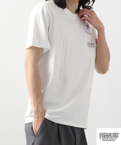 PEANUTS tシャツ ポケット付き 半袖Tシャツ メンズ レディース