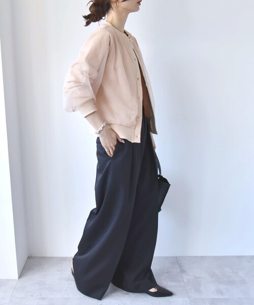 quaranciel:〈手洗い可能〉チュール ドッキング クルーネック カーディガン セール】quaranciel:〈手洗い可能〉チュール ドッキング クルー