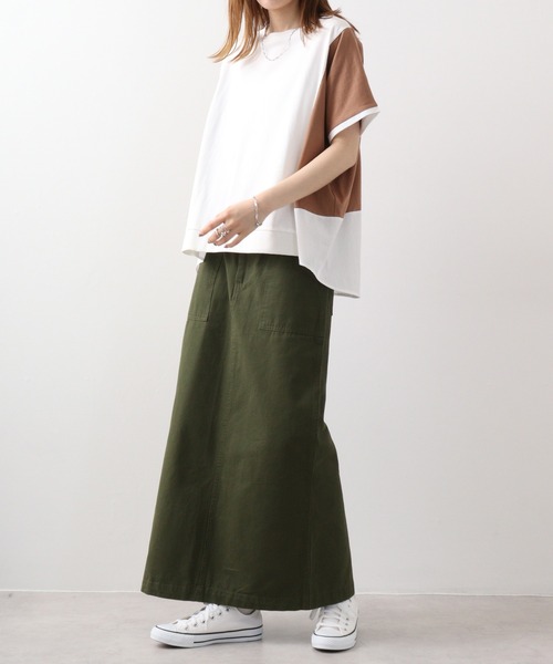 tシャツ A.N.L 異素材切り替え配色プルオーバー レディース LEPSIM tシャツ ラグラン異素材切り替えプルオーバー 290957
