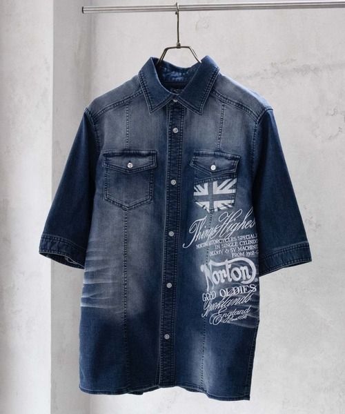 シャツ Norton DENIM SHIRT デニム刺繍シャツ メンズ | ノートン