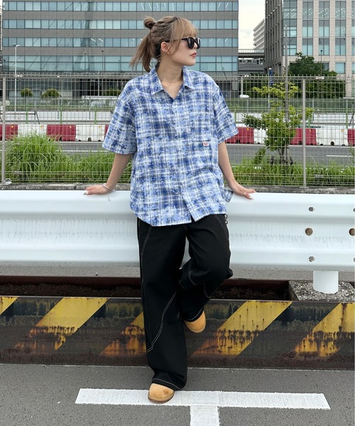 シャツ 加工オンブレチェックシャツ メンズ レディース