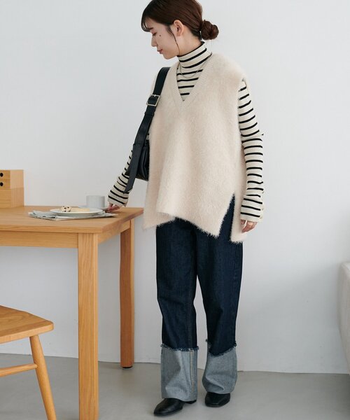 【2024新作商品♪】フェザーヤーンジレ Discoat ベスト ジレ 「AW先行予約」フェザーヤーンチュニック