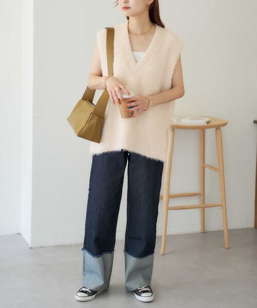 ベスト ジレ 「WEB限定商品」フェザーヤーンボクシーベスト レディース Discoat ベスト ジレ 「AW先行予約」フェザーヤーンチュニック
