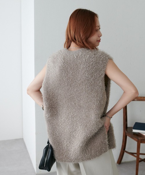 ベスト ジレ 「WEB限定商品」フェザーヤーンボクシーベスト レディース La-gemme ベスト ジレ フェザーヤーンベスト レディース