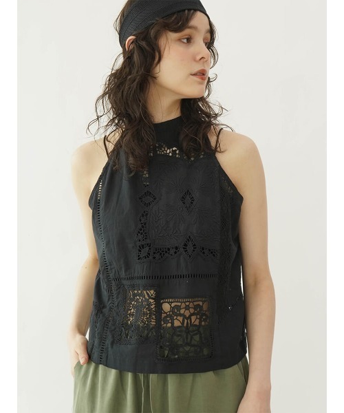 ブラウス シャツ Cutwork lace blouse レディース