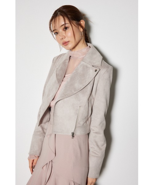 値下げ!!rienda⌒☆ライダースジャケットsizeS美品 rienda レザージャケット ライダース 24AWフェイクスエード