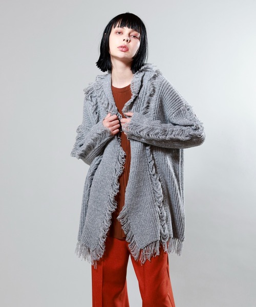 OSMOSIS カーディガン 2WAYフリンジニットカーディガン レディース  
