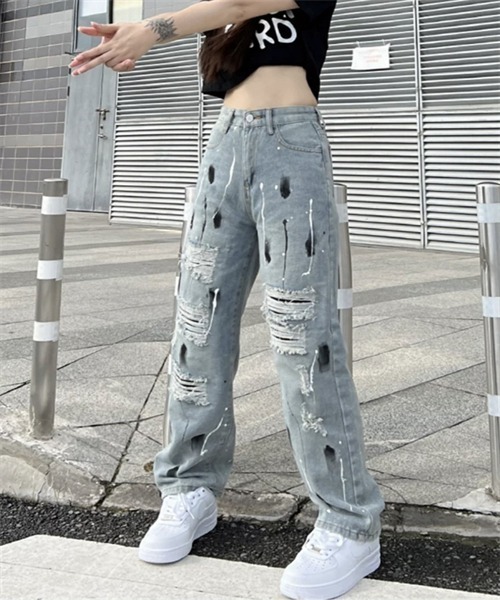 GO TO HOLLYWOOD 大きいサイズ ペンキ飛ばし ダメージデニム