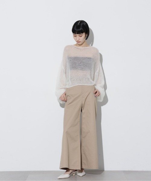 Apo（s）ture スラックス パンツ LILY-005/TCツイルワイドフレアパンツ