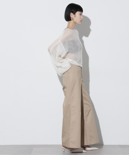 Apo（s）ture スラックス パンツ LILY-005/TCツイルワイドフレアパンツ