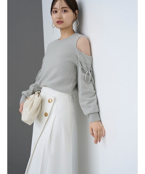SNIDEL ニット シースルーショルダーニットプルオーバー