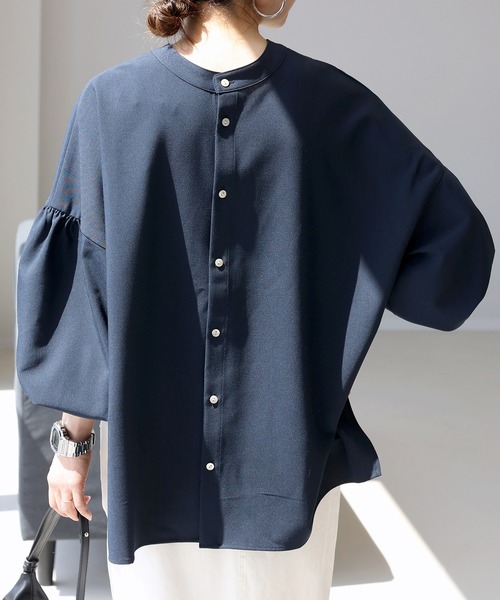 アドーア 後ろボタン ブラウス Aletta vita ブラウス シャツ 後ろボタン袖シャーリングブラウス
