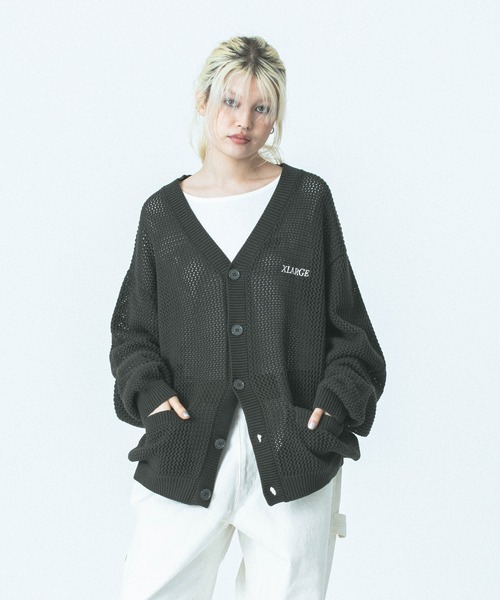 大人気 売切れ前に XLARGE WAFFLE KNIT CARDIGAN 着回し力抜群 XLARGE セーター ニット WAFFLE KNIT CARDIGAN メンズ