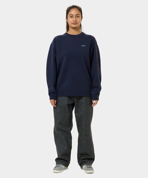 HUF セーター ニット MANHOLE CREW SWEATER / ハフ 刺繍ロゴ