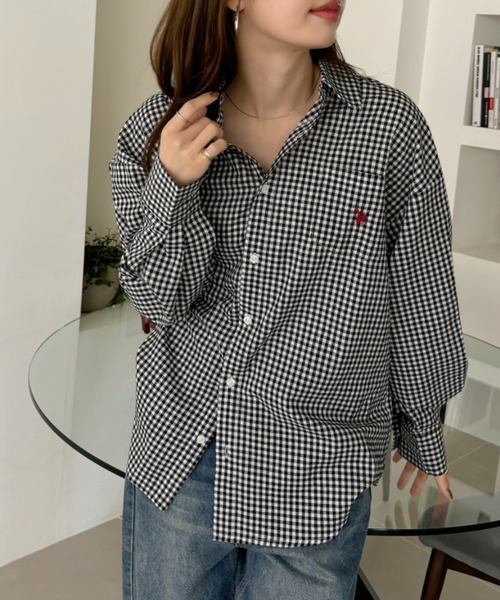 ブラウス シャツ Ada.別注// U.S. POLO ASSN ビッグサイズ ボリュームスリーブ ギンガムチェック シャツ レディース U.S. POLO ASSN. ブラウス シャツ Ada.別注// ASSN ビッグサイズ