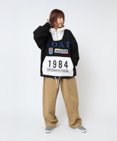 R13 ソニック ユース ラビット プリント パーカー RNA（アールエヌエー） パーカー B2873 バイカラーチームフーディー