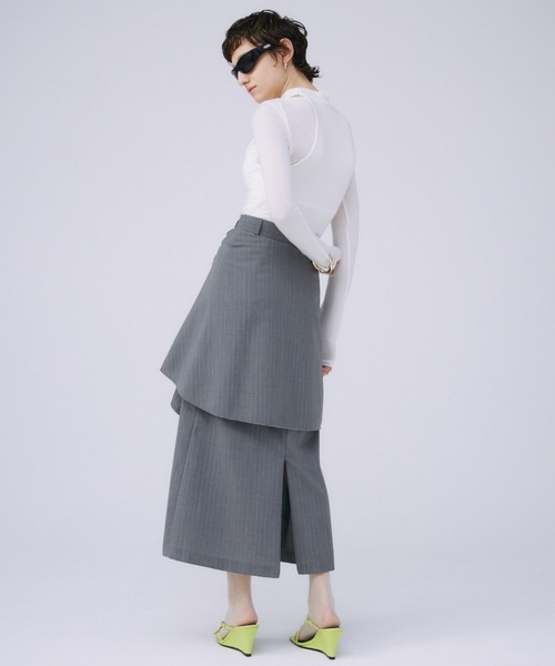 2021新款帯帯顕やせ不規則裾シャツスカート M102nN URBAN RESEARCH Sonny Label スカート リネン混マドラスチェック