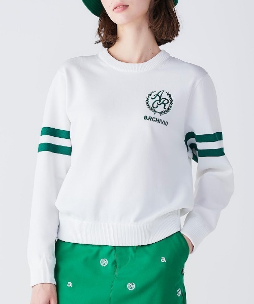 新品❤️archivio ロゴ入りセーター 青 ニット/セーター（ブルー・ネイビー/青色系）ファッション通販