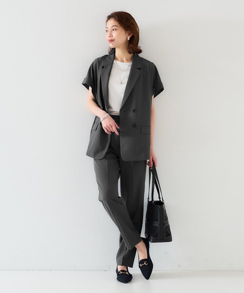 新品✨ADORE　2021年モデル　ウエストゴムテーパードパンツ　黒　38 UNTITLED パンツ 「セットアップ可能/接触冷感/イージーケア