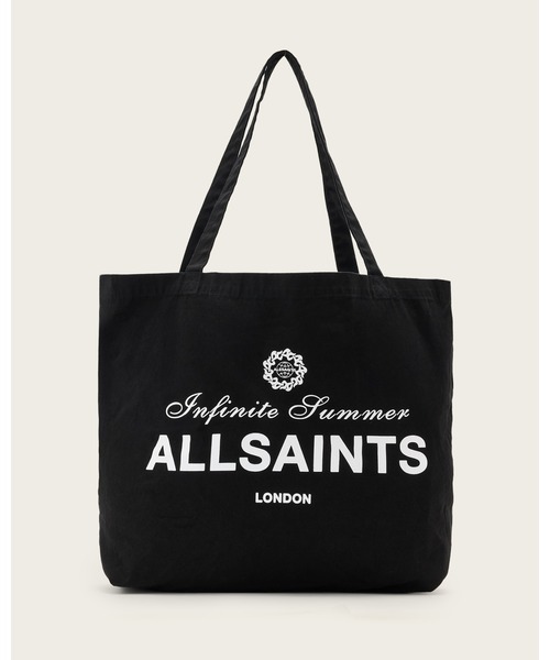 【ALLSAINTS】Soleil グラフィック トートバッグ ブラック ALLSAINTS トートバッグ SOLEIL ORLANDO LOGO PRINTED TOTE BAG