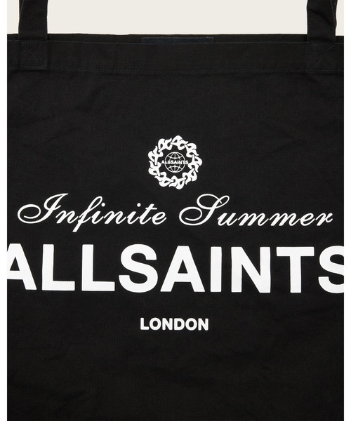 【ALLSAINTS】Soleil グラフィック トートバッグ ブラック ALLSAINTS トートバッグ SOLEIL ORLANDO LOGO PRINTED TOTE BAG