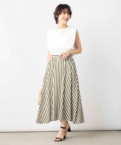 NOLLEY'S スカート 「セットアップ対応」ドビーストライプフレア