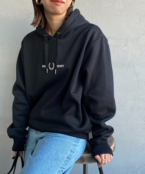 「FRED PERRY」 プルオーバーパーカー S ブラック レディース FRED PERRY 「FRED PERRY」 プルオーバーパーカー S ブラック