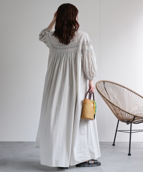 45Rコットンシャツワンピース セール】 【TRILL掲載】シルクコットンシャツワンピ―ス