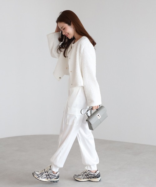 Bonjour Sagan（ボンジュールサガン） カーゴパンツ 裾スリットサテン