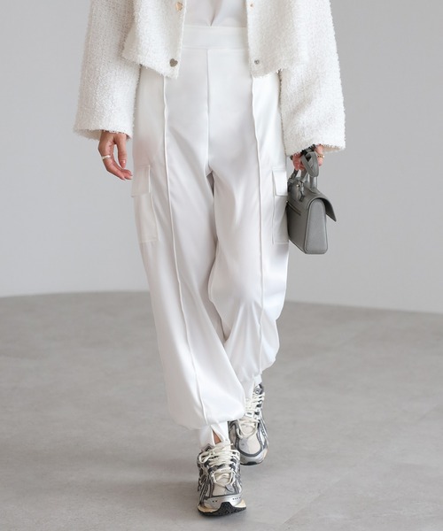 Bonjour Sagan（ボンジュールサガン） カーゴパンツ 裾スリットサテン