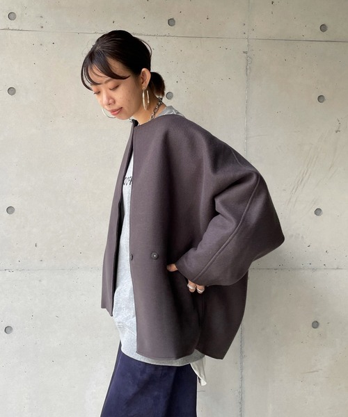 DouDou（ドゥドゥ） ノーカラーコート FREE チャコールグレー