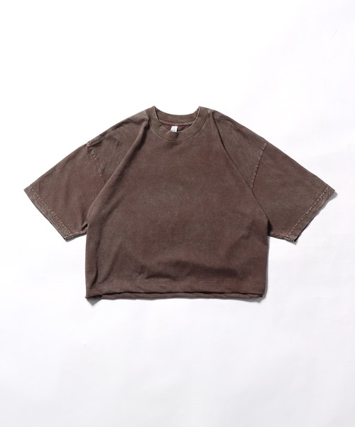 tシャツ LOS ANGELES APPAREL/ロサンゼルスアパレル 6.5OZ ミネラルウォッシュ クルーネック クロップドTシャツ レディース