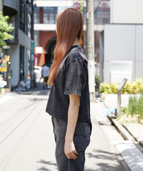 tシャツ LOS ANGELES APPAREL/ロサンゼルスアパレル 6.5OZ ミネラルウォッシュ クルーネック クロップドTシャツ レディース