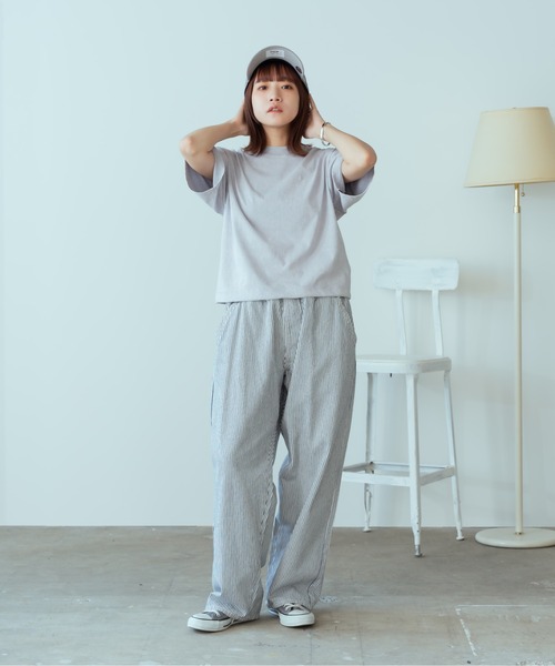tシャツ LOS ANGELES APPAREL/ロサンゼルスアパレル 6.5OZ ミネラルウォッシュ クルーネック クロップドTシャツ レディース