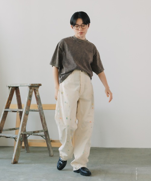 tシャツ LOS ANGELES APPAREL/ロサンゼルスアパレル 6.5OZ ミネラルウォッシュ クルーネック クロップドTシャツ レディース