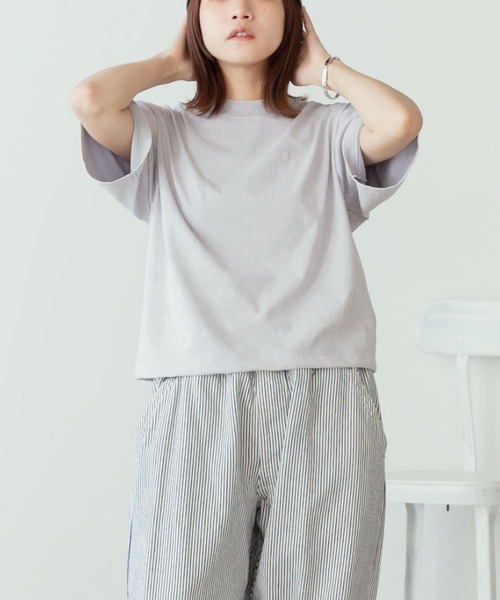 tシャツ LOS ANGELES APPAREL/ロサンゼルスアパレル 6.5OZ ミネラルウォッシュ クルーネック クロップドTシャツ レディース