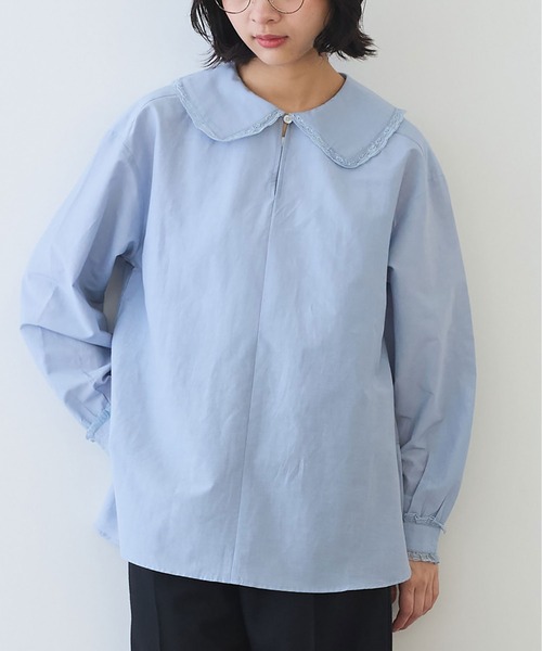 ビュルデサボン　フリルブラウス　立ち襟 bulle de savon（ビュルデサボン） ブラウス シャツ コットン/シルク