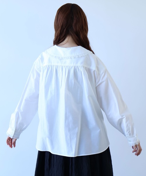 bulle de savon フリルカラープルオーバー ホワイト 新品 bulle de savon（ビュルデサボン） ブラウス シャツ コットン/シルク