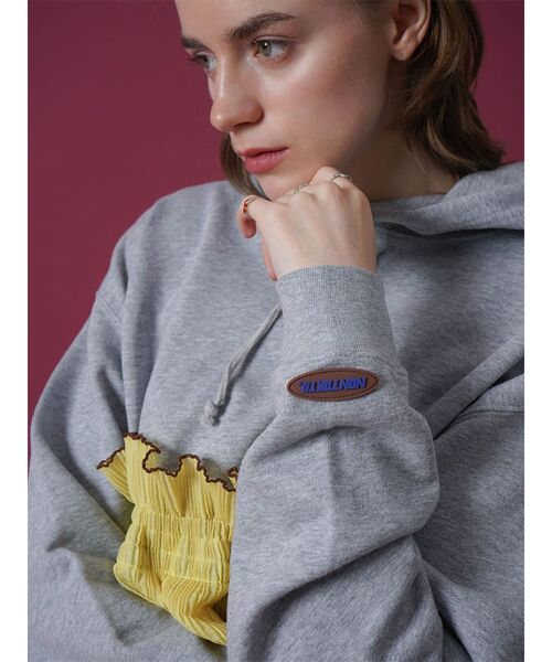 トレーナー スウェット PLEATS FRILL SHORT PARKA レディース トレーナー スウェット PLEATS FRILL SHORT PARKA レディース