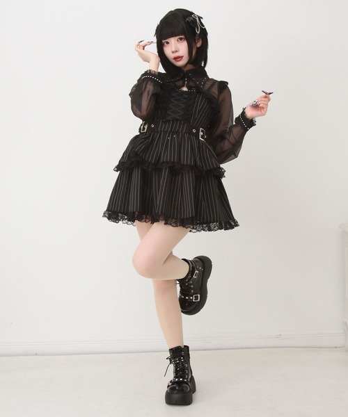 DearMyLove ワンピース スタッズジップシアーボレロレースフリルキャミ