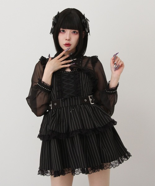 DearMyLove ワンピース スタッズジップシアーボレロレースフリルキャミ