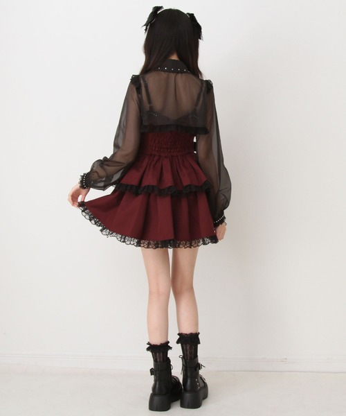 DearMyLove ワンピース スタッズジップシアーボレロレースフリルキャミ