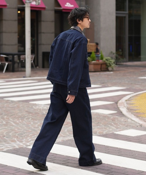 【LURAKU】デニムジャケット LURAKU（ルラク）の「【LURAKU】Leather Collar Zip-Up Denim
