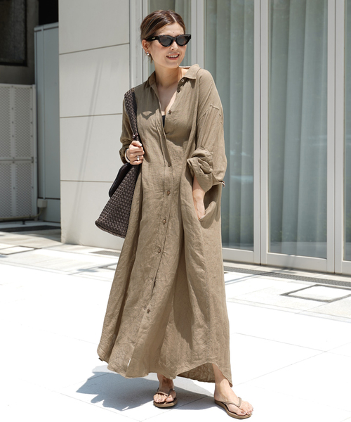 LInen シャツドレス【36】 Deuxieme Classe ワンピース LInen シャツドレス : ZOZOTOWN