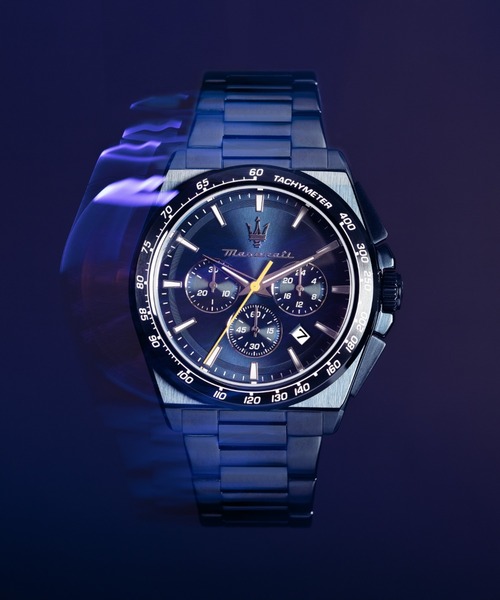 マセラティMaserati 純正men's Watch 腕時計 正規品 純正ショッパー付き マセラティ 腕時計 メンズ ブルー