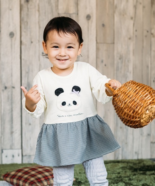 丸*様 うさぎポケット付きロンパース kids zoo（キッズズー） ベビー服 ロンパース パンダ・うさぎ